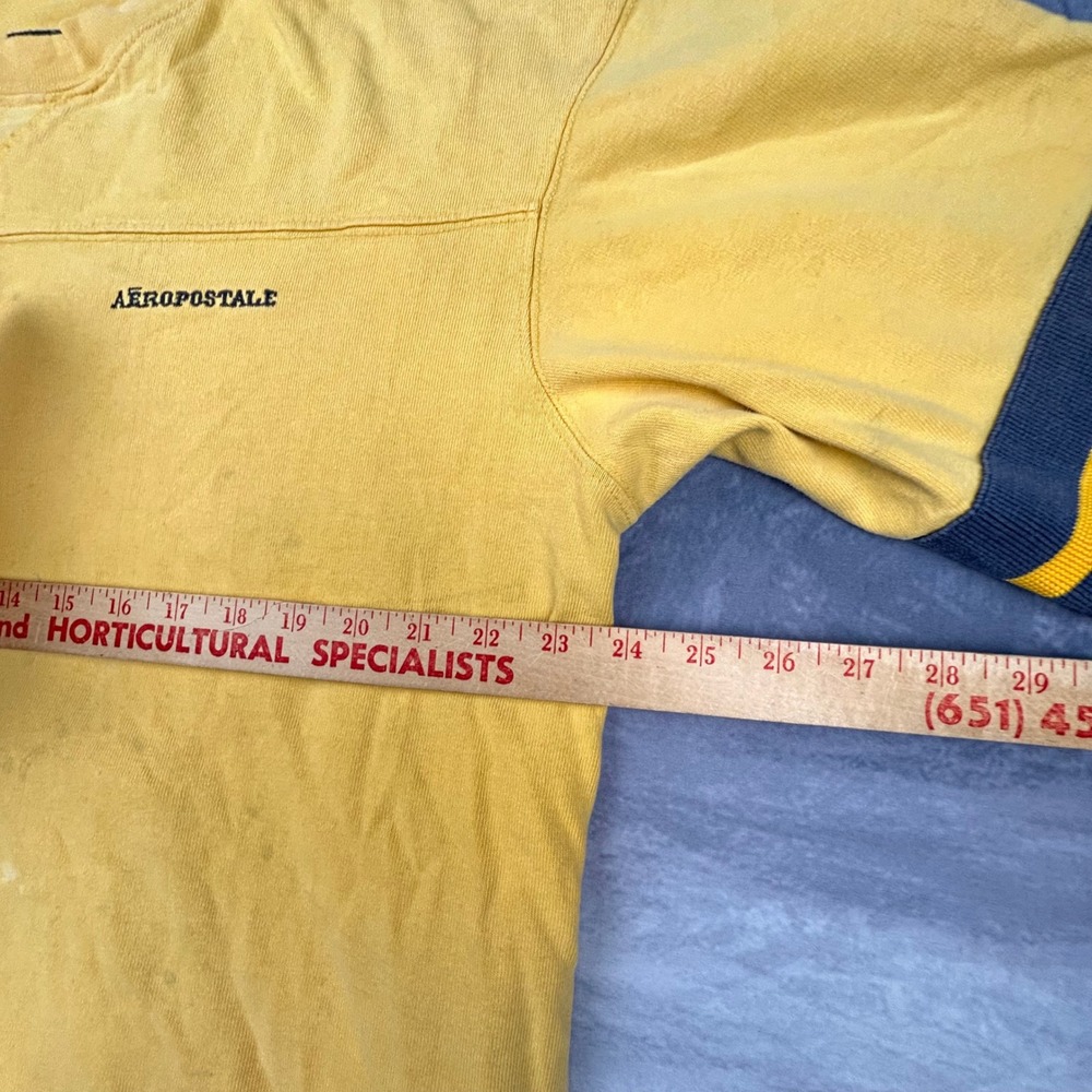 Vintage Aeropostale Y2K Football Jersey T-Shirt Yellow Aero 00 Boxy Fit 1383 - Picture 7 of 8